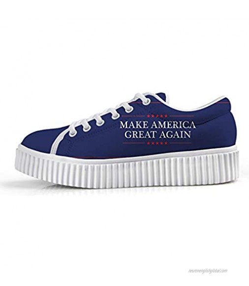 Owaheson Make America Great Again President Slogan Wedge Sneakers for Women Fashion Low Top Shoes Casual Platform Ankle Teens Girls