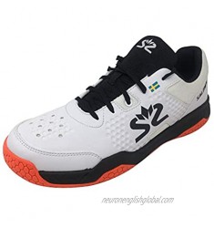 Salming Men's Hawk Court Squash Indoor Multisport Shoes White/Black/New FlameRed