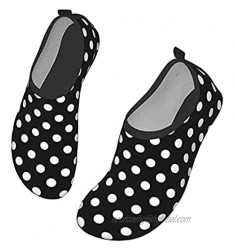 ETYMO Unisex Water Shoes Black White Bohemian Polka Dot Summer Barefoot Shoes Quick Dry Aqua Socks for Beach Swim Yoga Surf Exercise