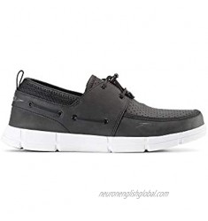 Speedo. Mens Port Lightweight Breathable Water Boat Shoe (8  Black/White)
