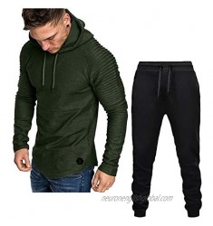 Moxiu 2021 Mens Outfits Tracksuit 2Pieces Splicing Sweatshirt Jogger Sweatpants Sports Suits
