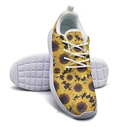 Yellow Black Tropical Sunflowers Floral Women Flat Bottom Low Help Basketball Shoes