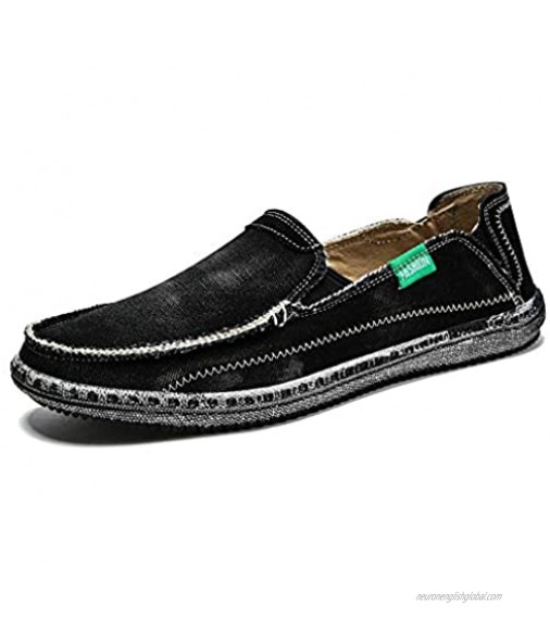 Men's Slip on Deck Shoes Loafers Canvas Boat Shoe Non Slip Casual Loafer Flat Outdoor Sneakers Walking