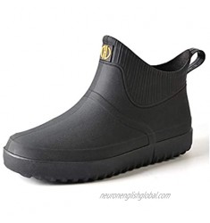 Men's Ankle Rain Boots Waterproof PVC Short Booties With Insole