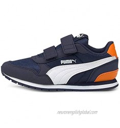 PUMA unisex child St Runner 2 Mesh V Running Shoe  Peacoat-puma White-vibrant Orange  1.5 Little Kid US