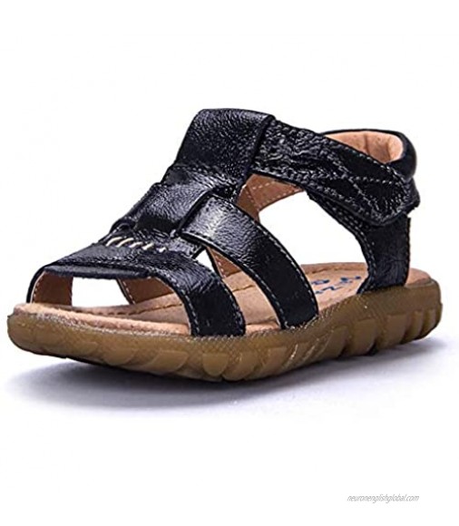 Richea Boys Girls Leather Outdoor Sport Sandals Open Toe Anti Skid Summer Beach Shoes(Toddler/Little Kid)