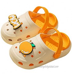 AsFastAL Kids Cute Orange Sandals Toddler Breathable Shoes Non-Slip Slippers Cute Cartoon Lightweight Beach Slide Sandals for Boys Girls