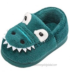 Cozomiz Toddler Boys Girls Cute Crocodiles Slippers Kids Winter Plush Faux Fur Lined Warm House Slippers Toddler Alligator Indoor Home Shoes