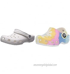Crocs Unisex-Child Kids' Classic Clog 2-Pack Bundle  White and Pastel Tie Dye  5 Toddler