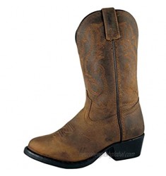 Smoky+Children%27s+Kid%27s+Oiled+Distress+Brown+Leather+Western+Cowboy+Boot