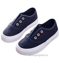 Auhoho Kids Candy Color Canvas Loafers Slip-On Sneakers Shoes for Girls Boys