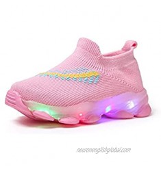 Boys Girls Shoes for Kids Shoes Toddler Baby Gilrs Boys LED Glow Breathable Kids Flying Knit Feather Sneakers