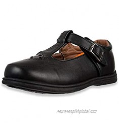 Angels Girls' Studded T-Strap School Shoes - Black 11 Toddler