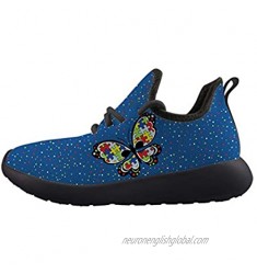 Autism Awareness Puzzle Butterfly Kids Sneaker Lightweight Breathable Running Tennis Boys Girls Shoes