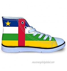 Central African Republic Flag Boy's Girl's Classic Adjustable Lace up Canvas Sneaker Hi Top Shoes