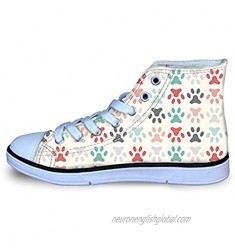 Colorful Pet Paw Print Boy's Girl's Classic Adjustable Lace up Canvas Sneaker Hi Top Shoes