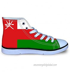 Oman Flag Boy's Girl's Classic Adjustable Lace up Canvas Sneaker Hi Top Shoes