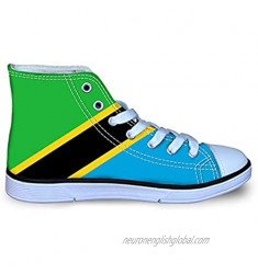 Tanzania Flag Boy's Girl's Classic Adjustable Lace up Canvas Sneaker Hi Top Shoes