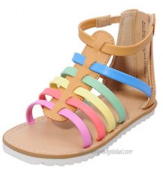 MIXIN Toddler Girl Sandals for Summer Gladiator Cross-tied Zipper Flat Sandals with Strappy Ankle Zipper for Little Girl