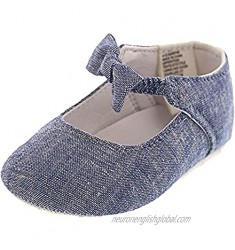 Janie and Jack Chambray Bow Crib Shoe Ankle-High Fabric Slip-On Shoes