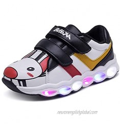 JCBD Kids LED Light-up Cartoon Sneakers Boys Girls Flash Shoes (Black 12.5)