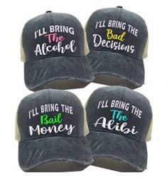 Adult Custom Distressed Funny Trucker Hat I'll Bring The Alcohol Bad Decisions Men Women Embroidered Ball Cap