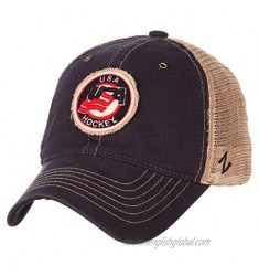 USA Hockey Tatter Embroidered Logo Baseball Cap Hat Mesh Back Navy