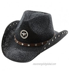 Studded Rhinestone Shapeable Cowboy Hat Black