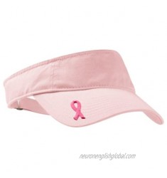 A&E Designs Breast Cancer Awareness Embroidered Ribbon Ladies Visor (Side Print) Black