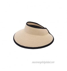 Joywant Womens Amia Summer Straw Visor Beach Hats with UV Protection Large Brim，Travel Packable Sun Visor Hat-Beige