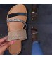 BFSAUHA Ladies Fashion Simple Bright Rhinestone Flat Shoes Slippers Sandals
