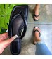Ladies Simple Solid Color Square Toe Flip Flops Light Flats Slippers Sandals