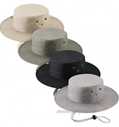 4 Pieces Unisex Bucket Hat Wide Brim Safari Hat for Men Women Sun Boonie Hat Bucket Hat with Rope