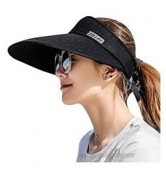Sun Visor Hats for Women  Large Brim UV Protection Summer Beach Cap  5.5''Wide Brim